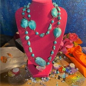 Vintage Stauer Turquoise Necklace with Sterling Silver Accents Stunning!